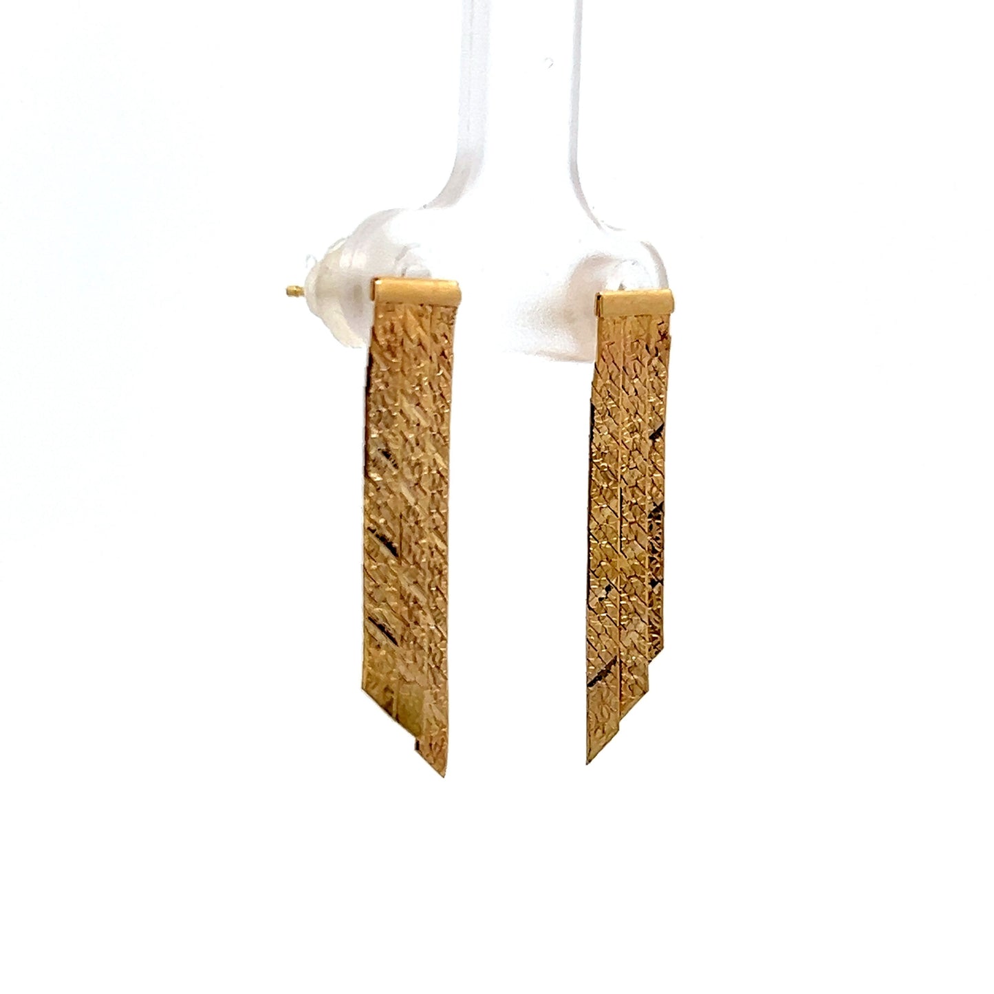 Herringbone Chain Earrings in 14k Yellow Gold