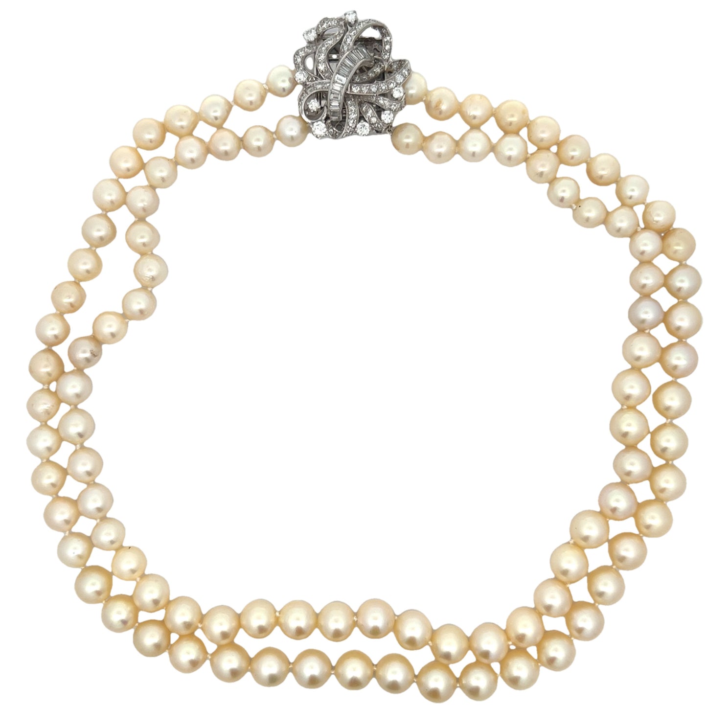 2.68 Vintage Diamond & Pearl Necklace in 14k