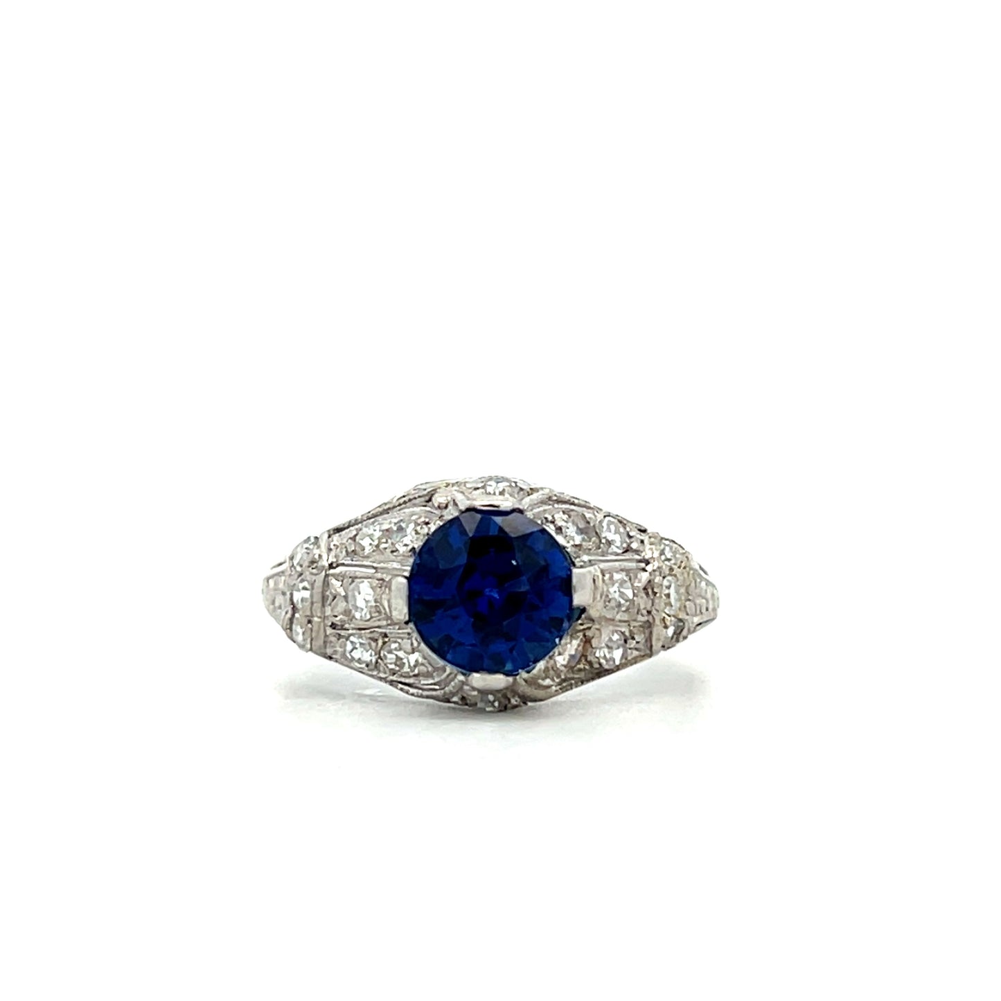 Art Deco Sapphire Engagement Ring in Platinum