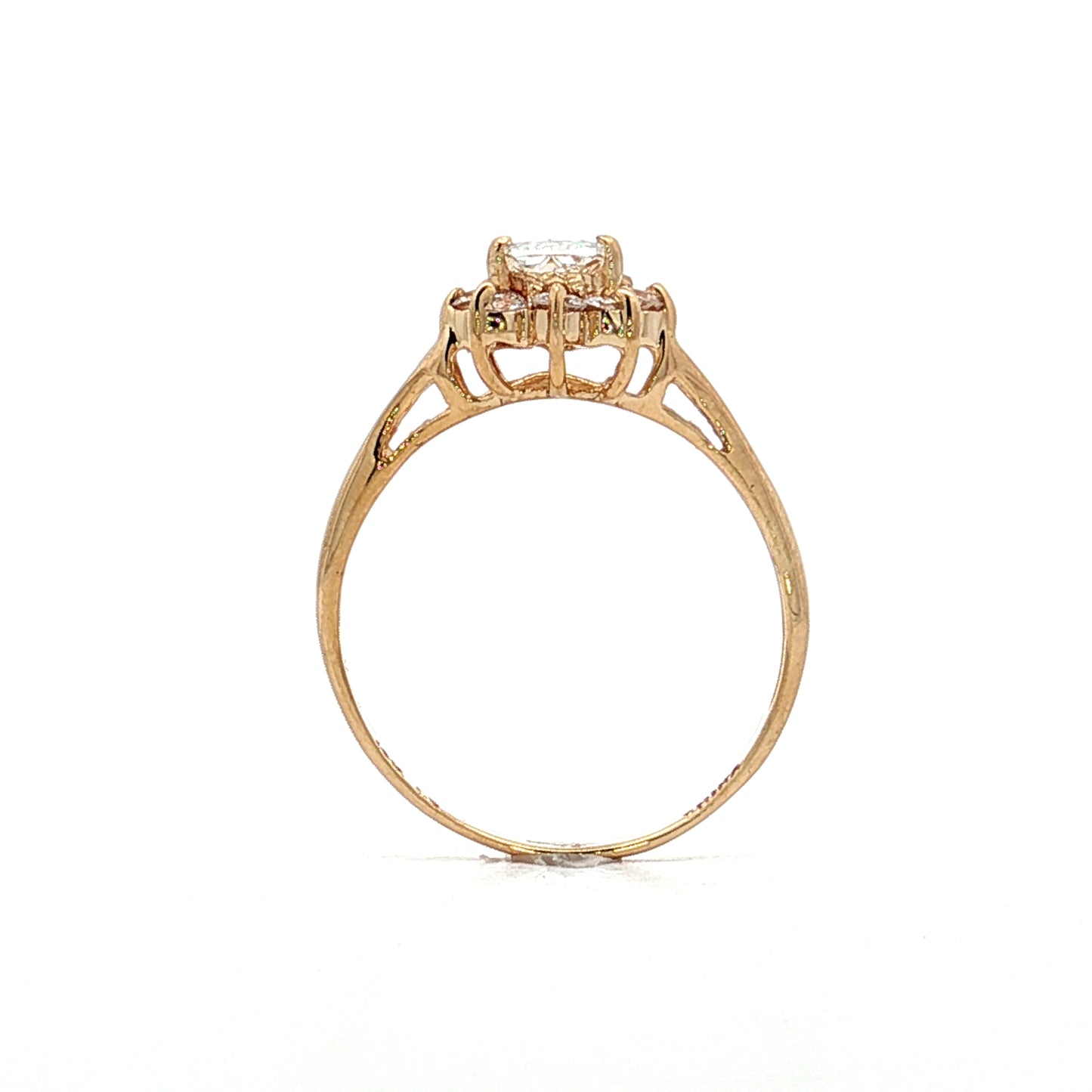 .42 Oval Rose Cut Diamond Halo Engagement Ring 10k