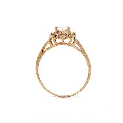 .42 Oval Rose Cut Diamond Halo Engagement Ring 10k