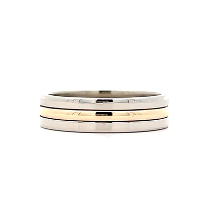 6mm Mens Triple Stack Wedding Band in 14k