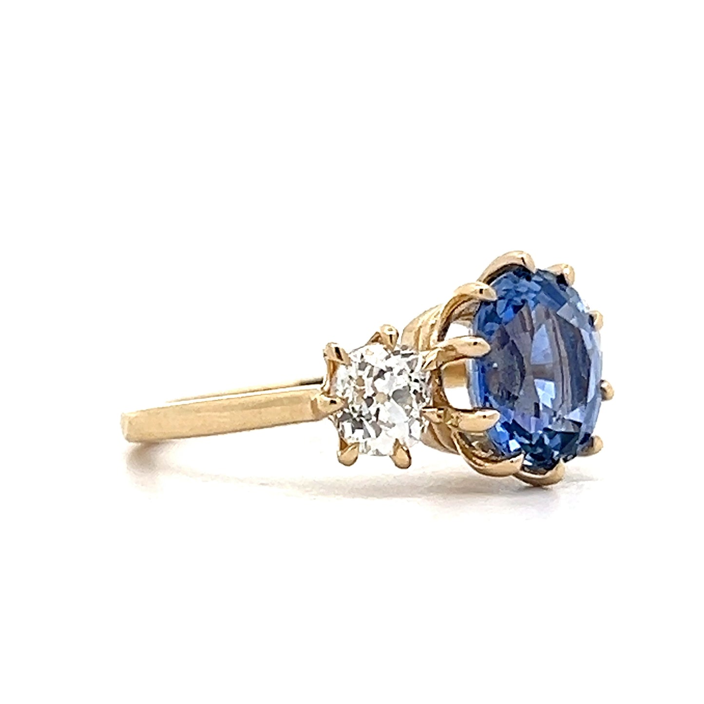 3.40 Cushion Ceylon Sapphire Engagement Ring in 14k