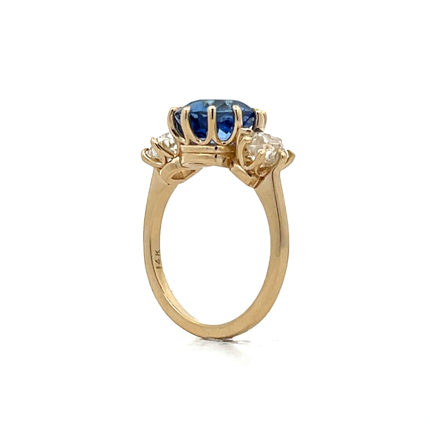 3.40 Cushion Ceylon Sapphire Engagement Ring in 14k