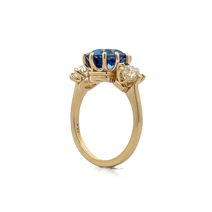 3.40 Cushion Ceylon Sapphire Engagement Ring in 14k