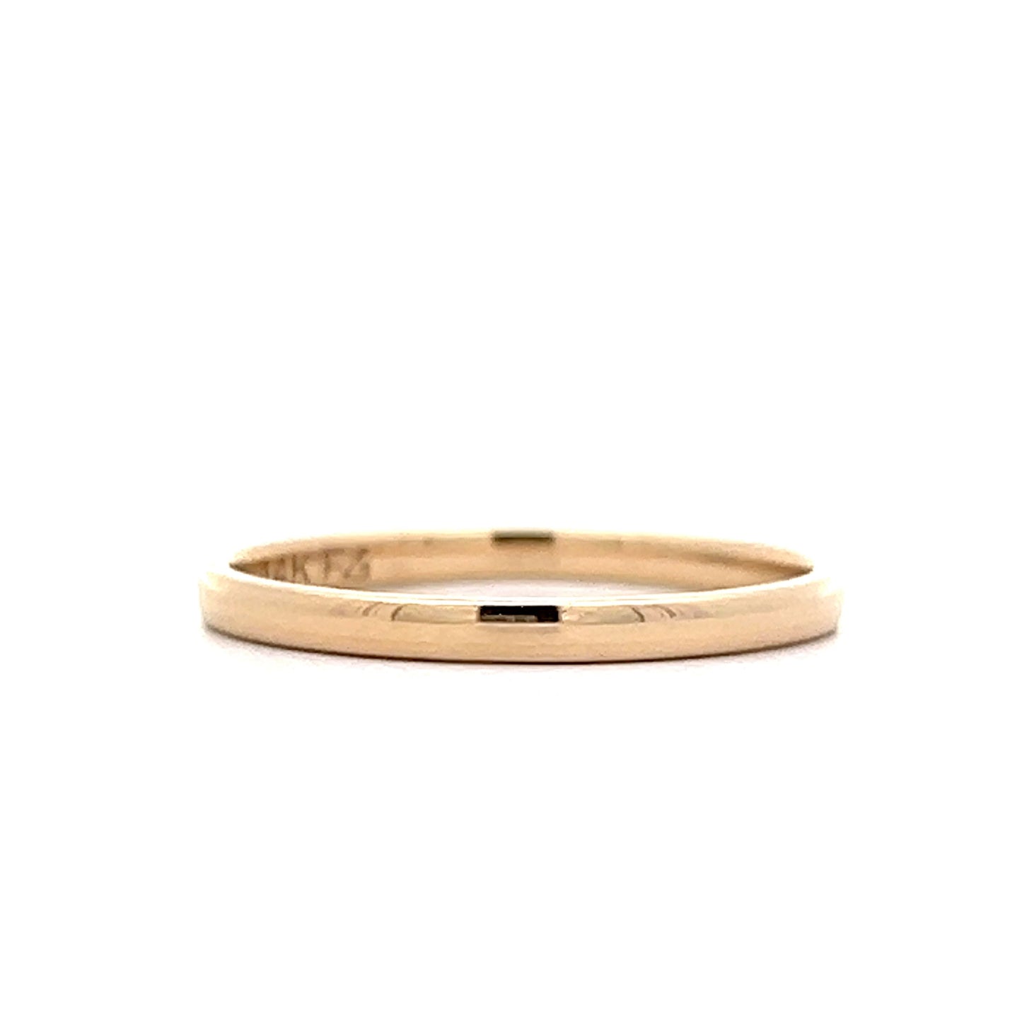 2mm Mens Half Round Wedding Band in 14k Yellow Gold