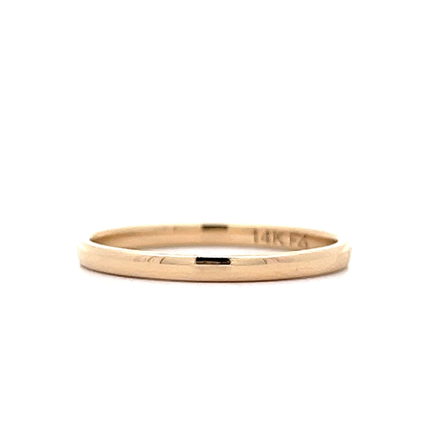 2mm Mens Half Round Wedding Band in 14k Yellow Gold