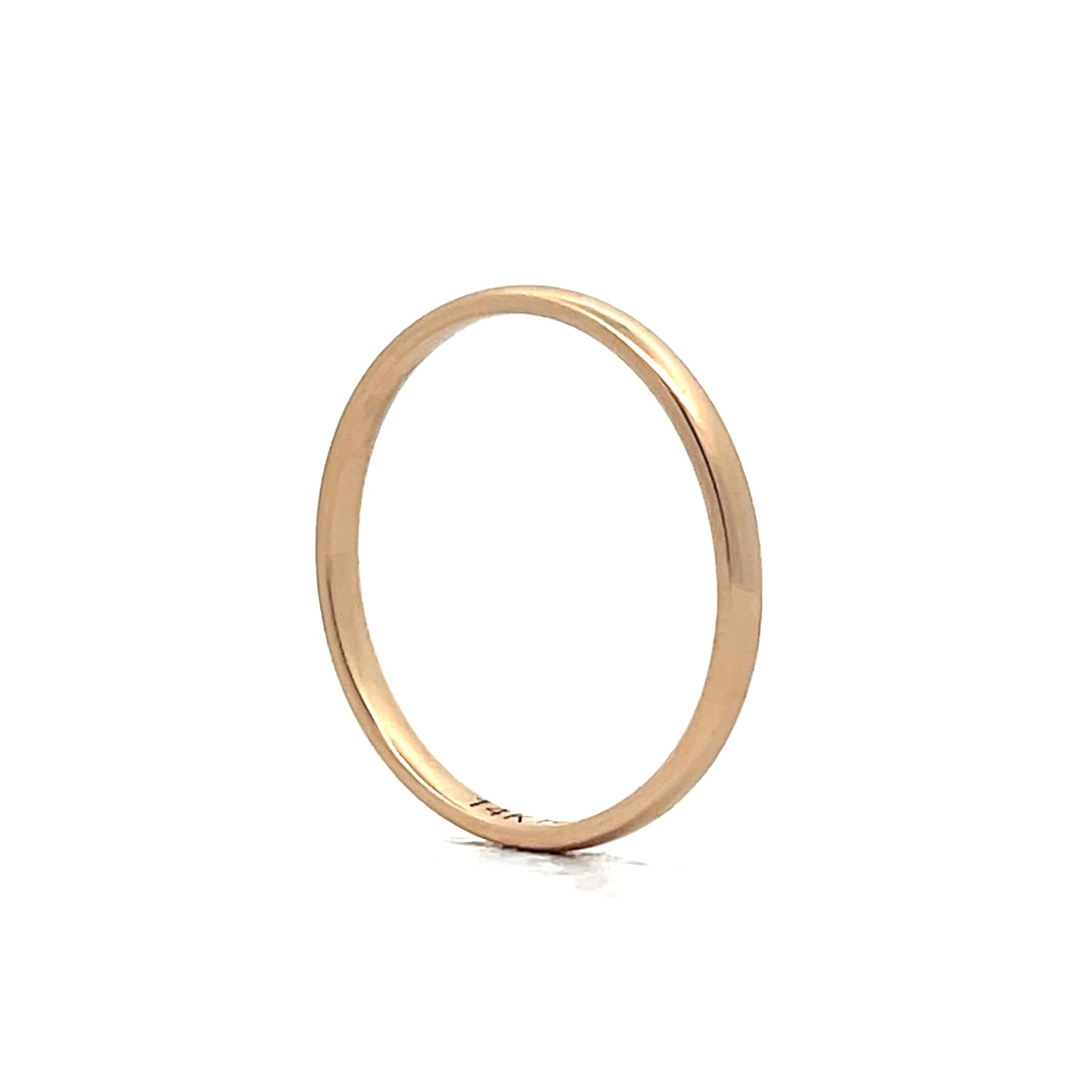 2mm Mens Half Round Wedding Band in 14k Yellow Gold