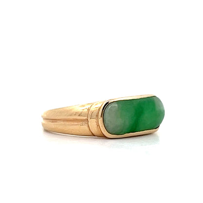 1.35 Cabochon Jade Saddleback Cocktail Ring in 14k