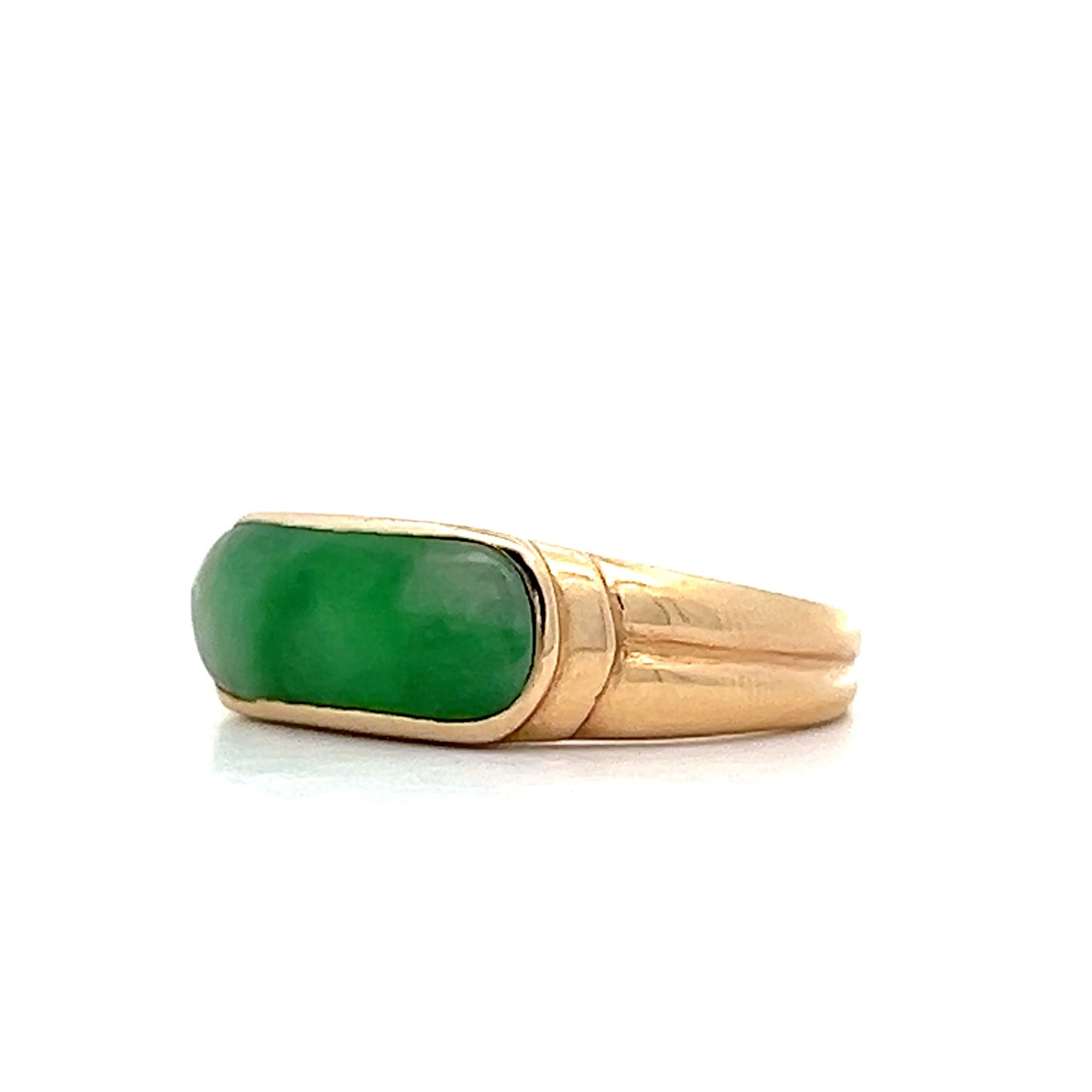 1.35 Cabochon Jade Saddleback Cocktail Ring in 14k