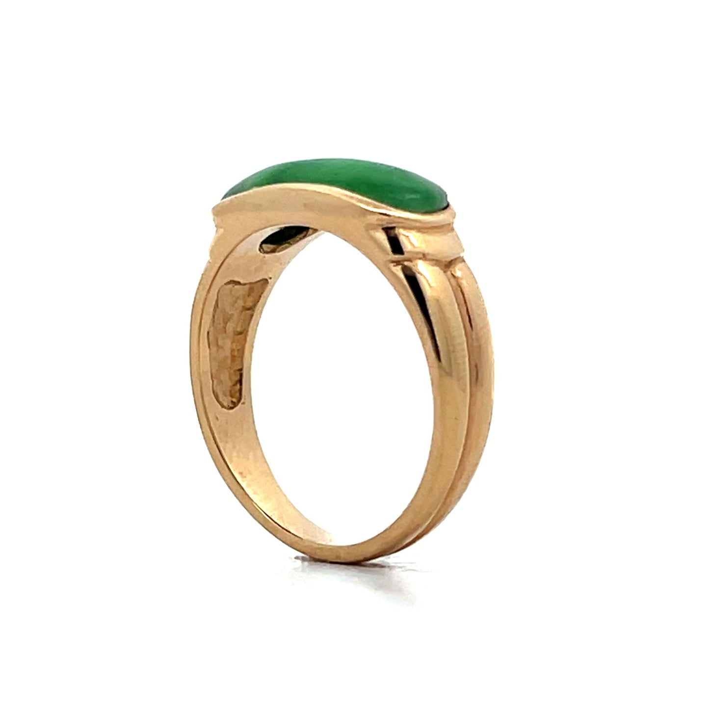 1.35 Cabochon Jade Saddleback Cocktail Ring in 14k