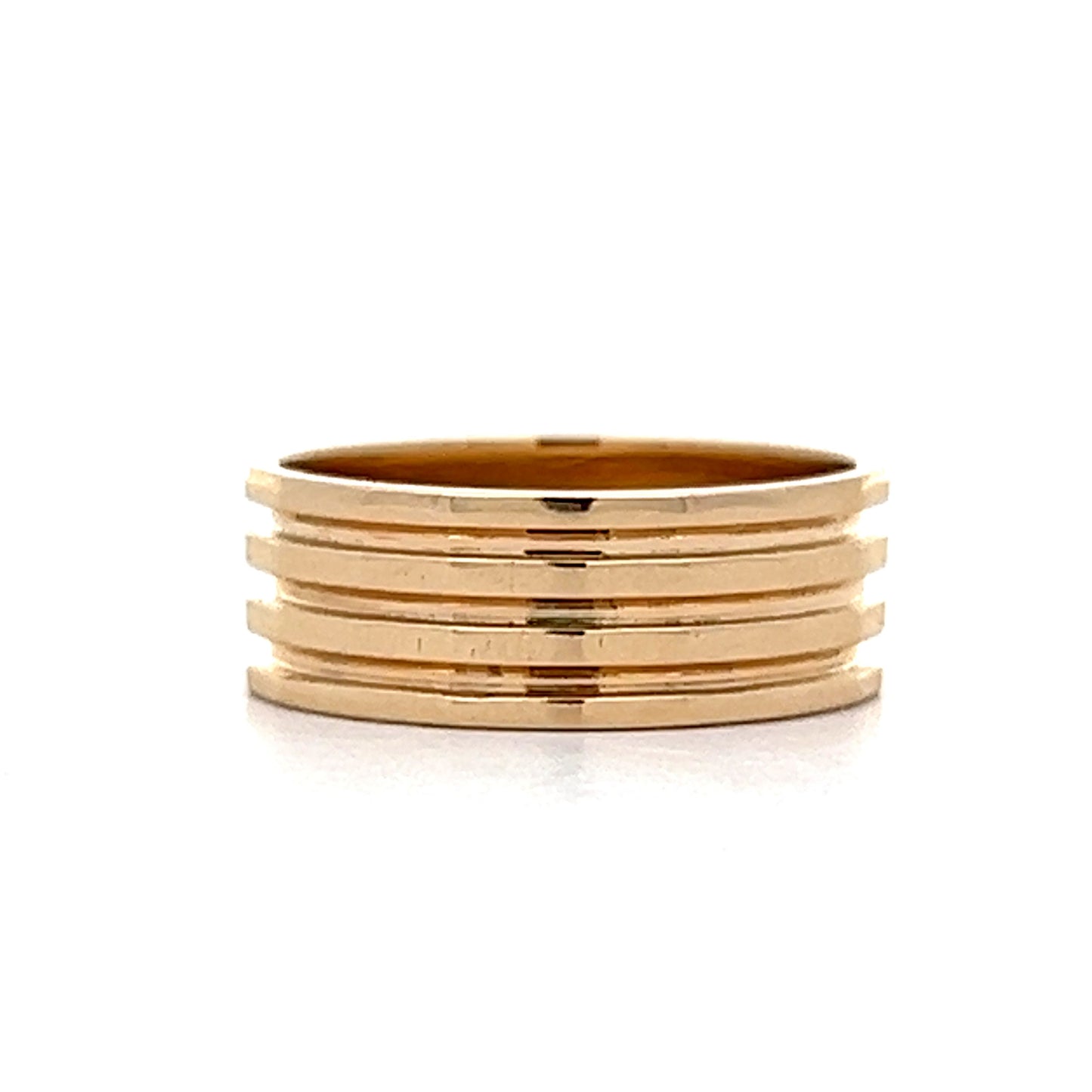 Wide Geometric Stacking Band in 14k Yellow Gold