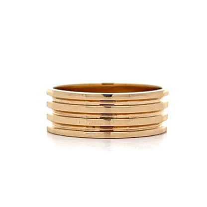 Wide Geometric Stacking Band in 14k Yellow Gold