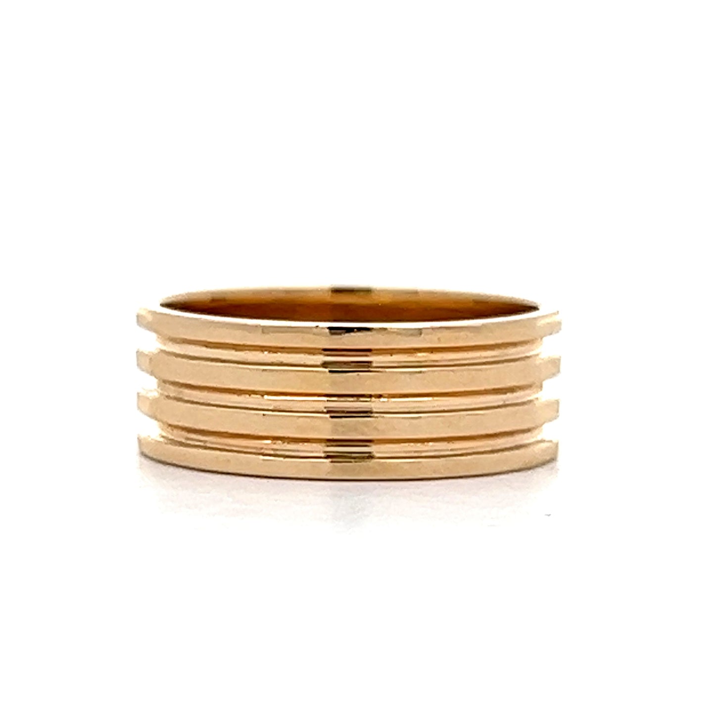 Wide Geometric Stacking Band in 14k Yellow Gold