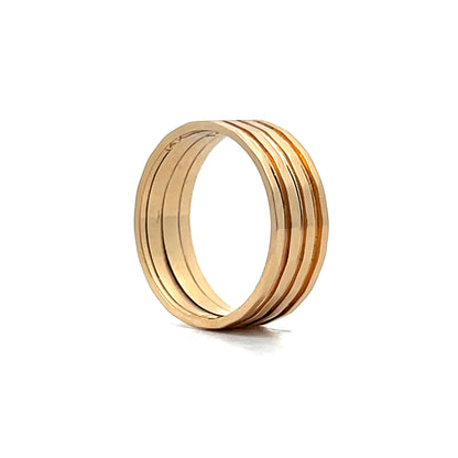 Wide Geometric Stacking Band in 14k Yellow Gold