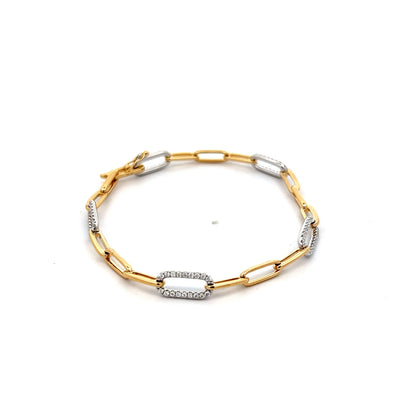 .57 Paperclip Chain Bracelet in 14k Yellow & White Gold