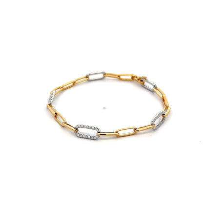 .57 Paperclip Chain Bracelet in 14k Yellow & White Gold