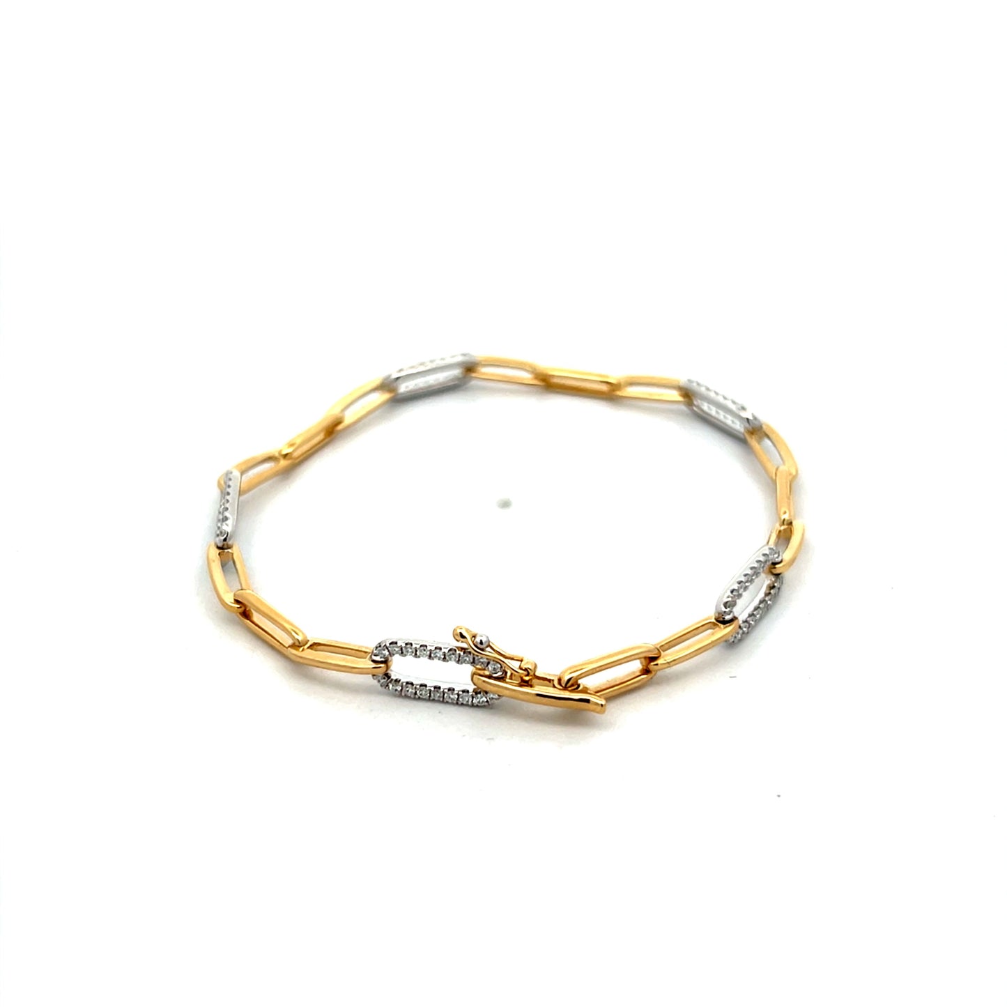 .57 Paperclip Chain Bracelet in 14k Yellow & White Gold