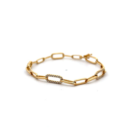 .57 Pave Diamond Paperclip Link Bracelet in 14k Yellow Gold