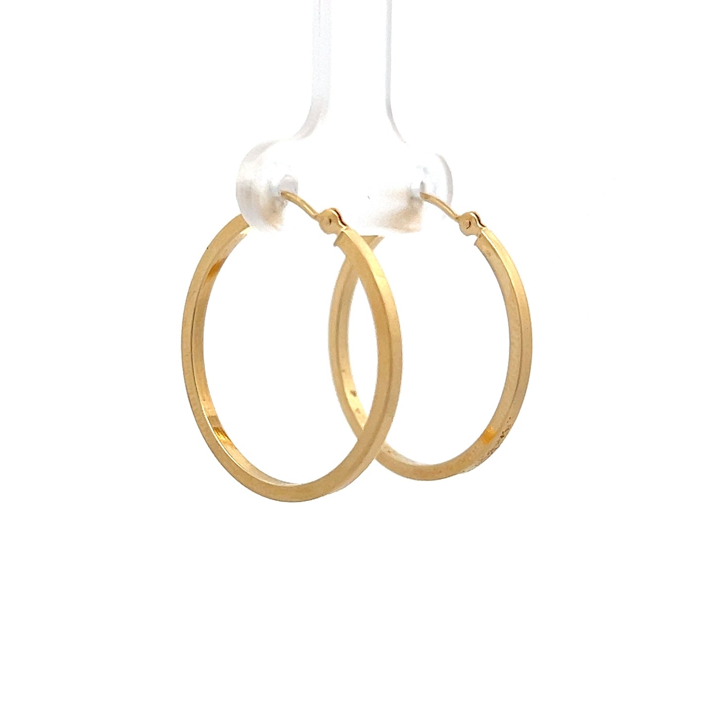 25mm Flat Edge Hoop Earrings in 14k Yellow Gold