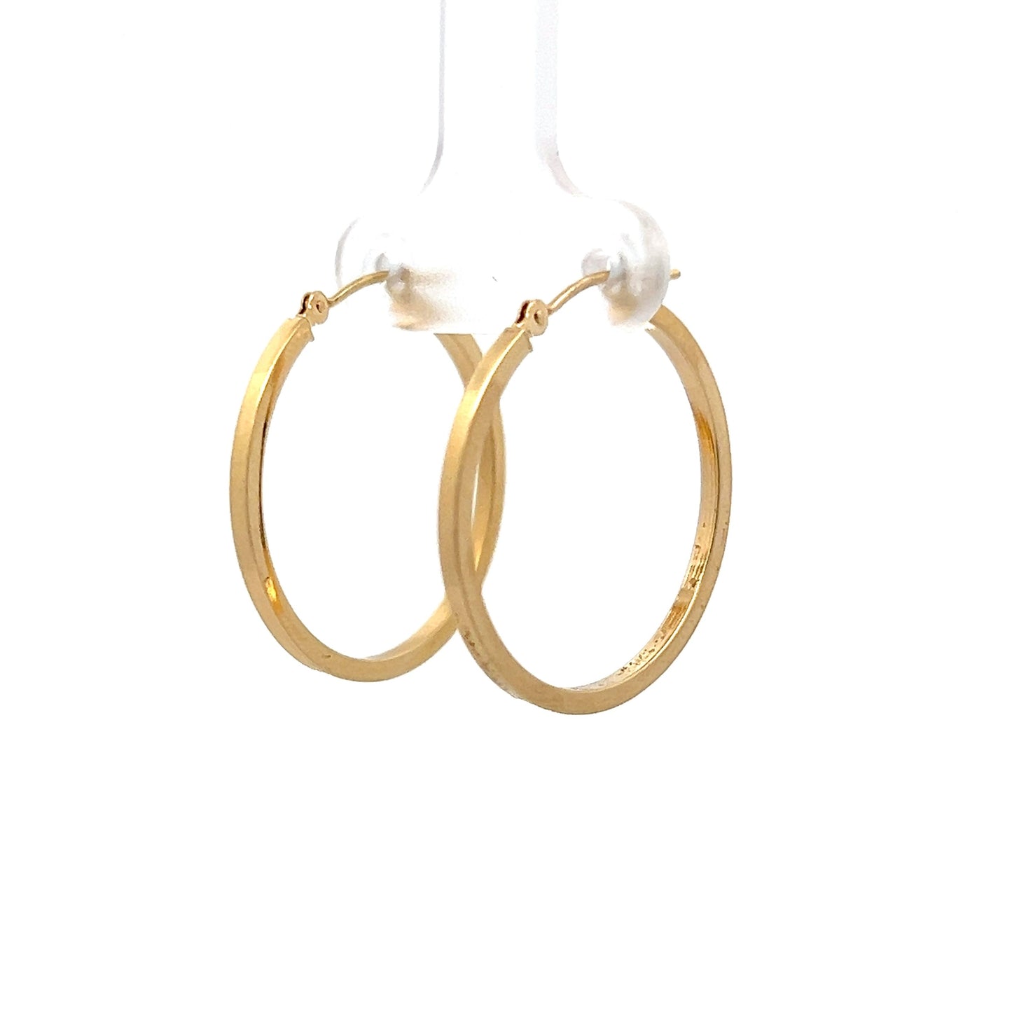 25mm Flat Edge Hoop Earrings in 14k Yellow Gold