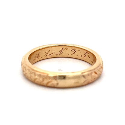 Mens Edwardian Wedding Band in 14k Yellow Gold