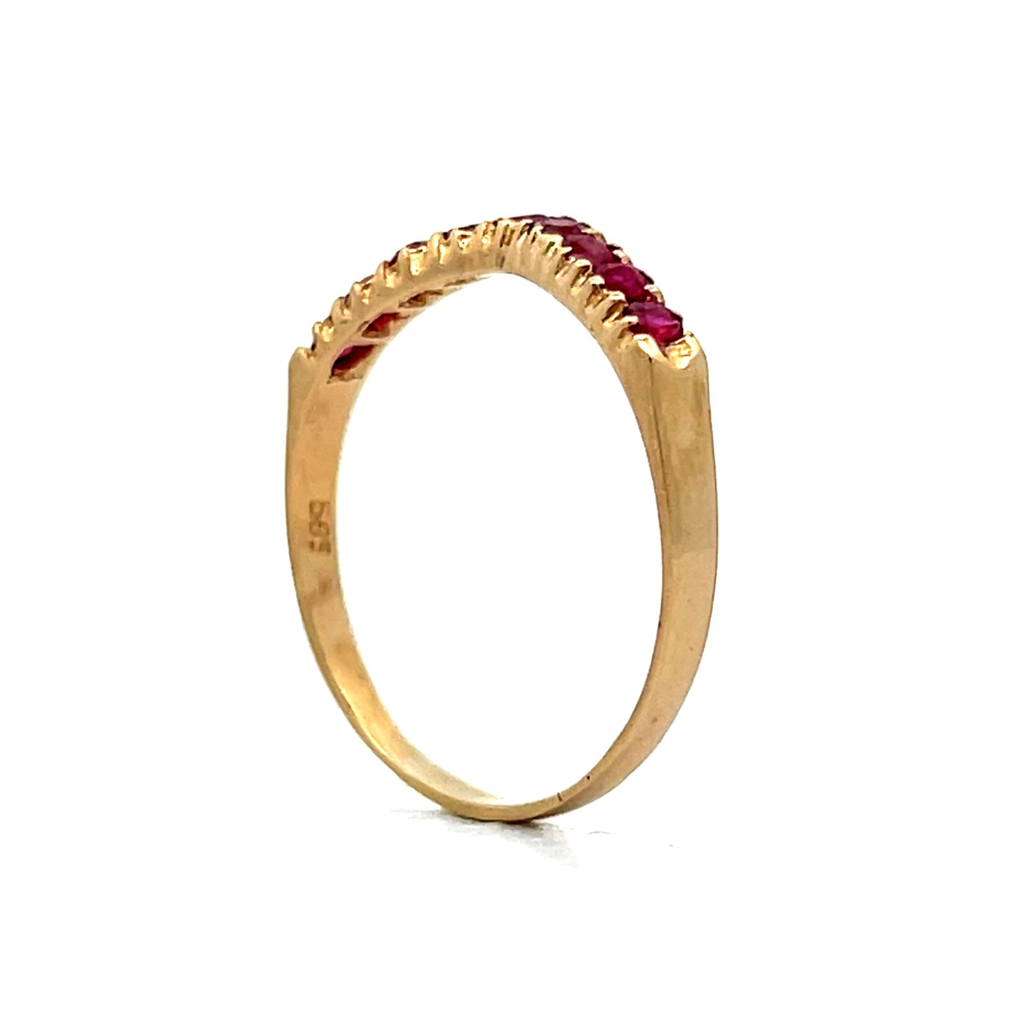 .32 Round Ruby Contour Wedding Band in 14k