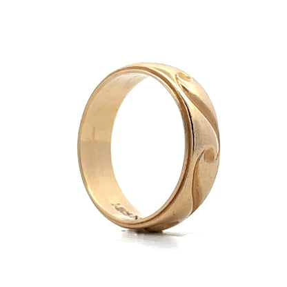 Vintage Mens Wave Pattern Wedding Band in 14k