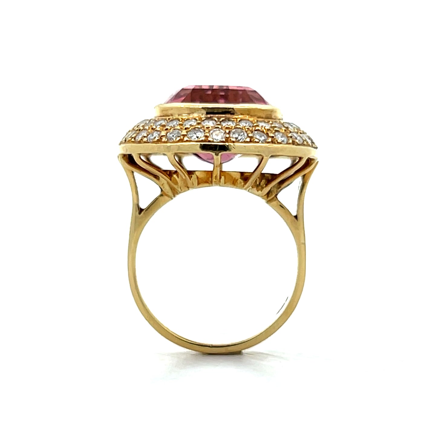 13.70 Oval Tourmaline Cocktail Ring in 18k Yellow Gold