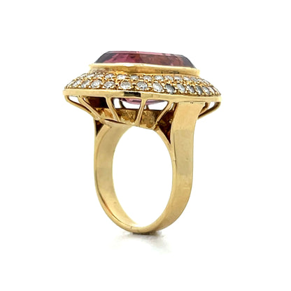 13.70 Oval Tourmaline Cocktail Ring in 18k Yellow Gold