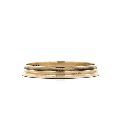 Mens Ridged Vintage Wedding Band in 14k Yellow Gold