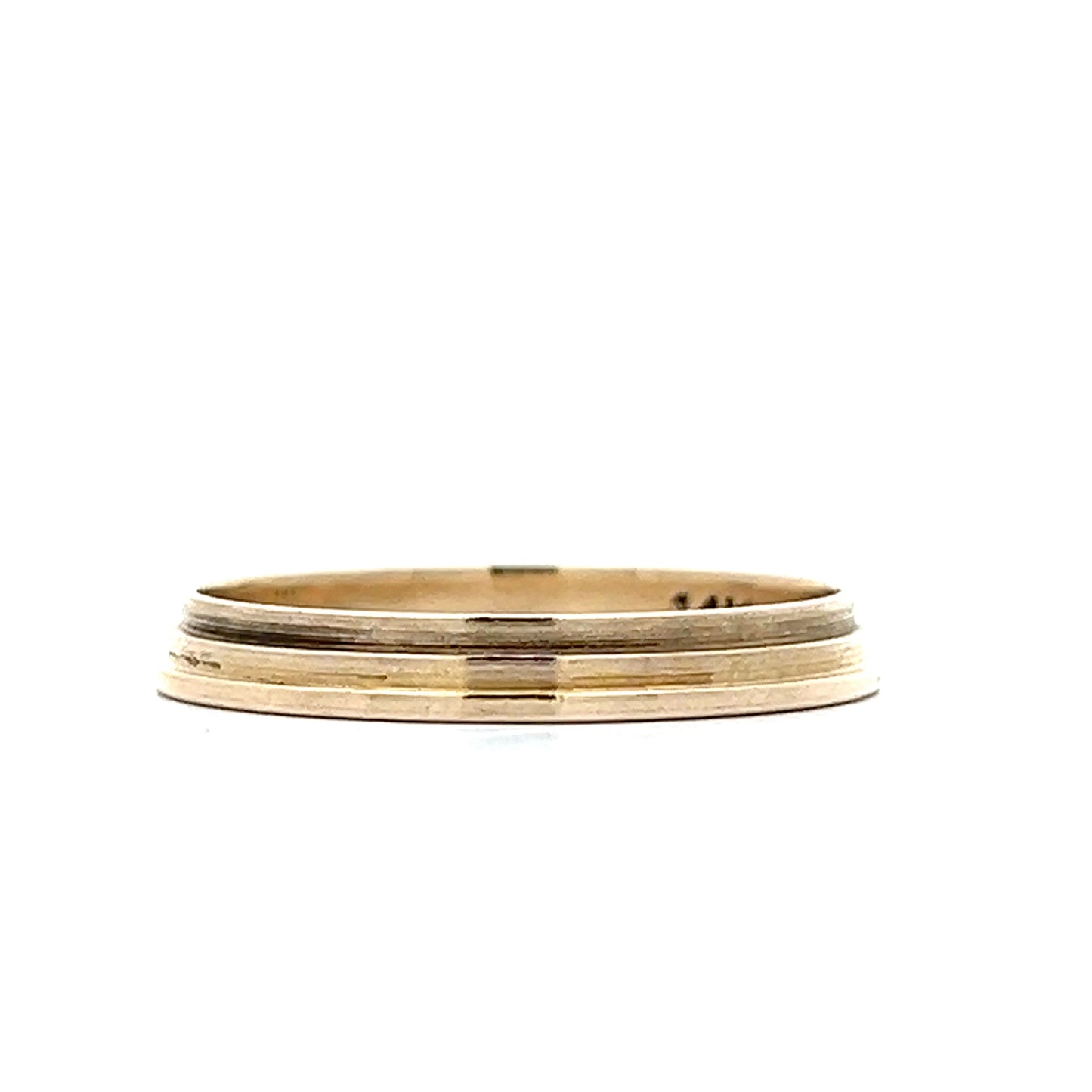 Mens Ridged Vintage Wedding Band in 14k Yellow Gold