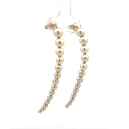 Graduated Pearl Drop Earrings in 14k Yellow Gold