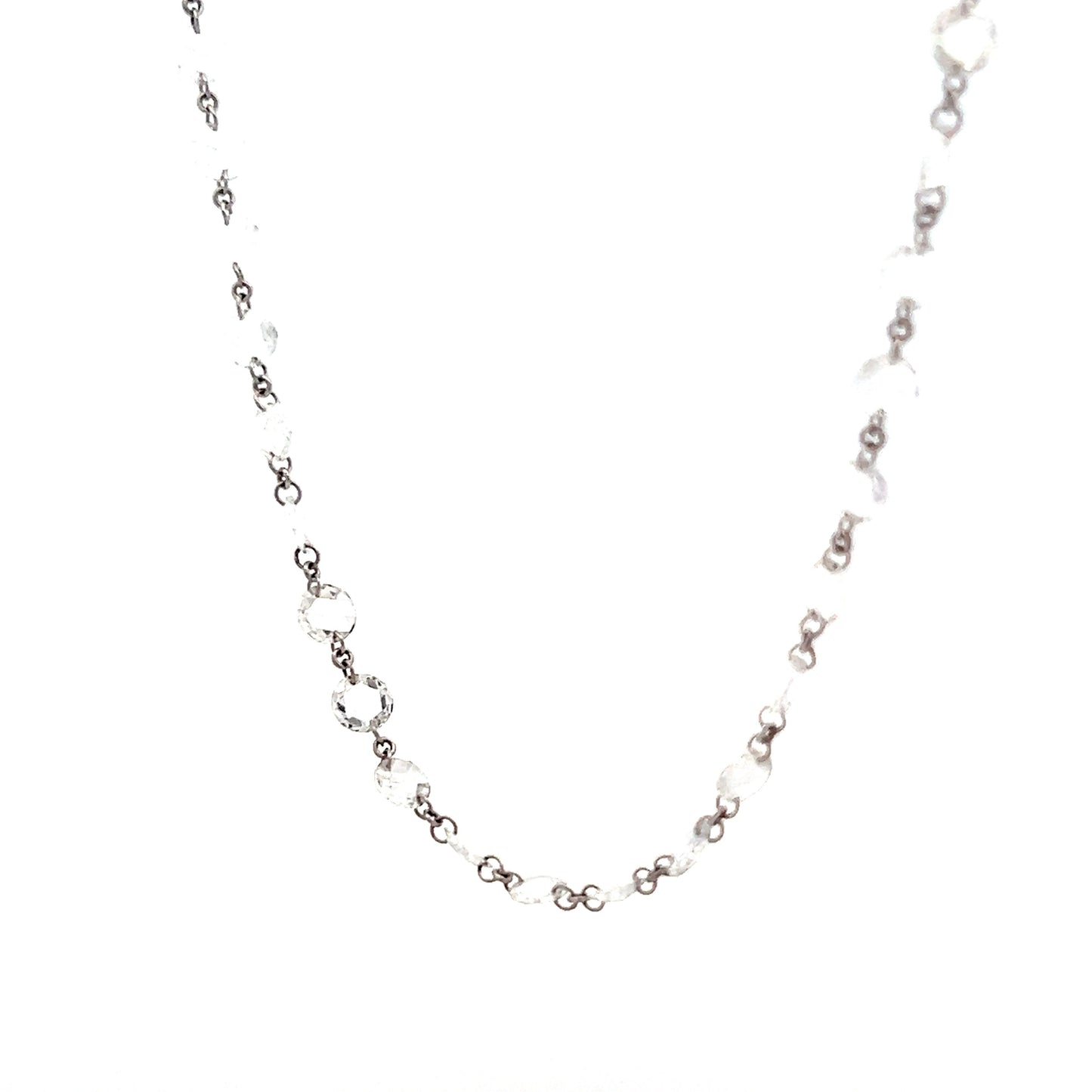 9.00 Rose Cut Diamond Necklace in 18k White Gold