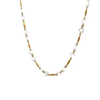 11.63 Rose Cut Diamond Necklace in 18k Yellow Gold