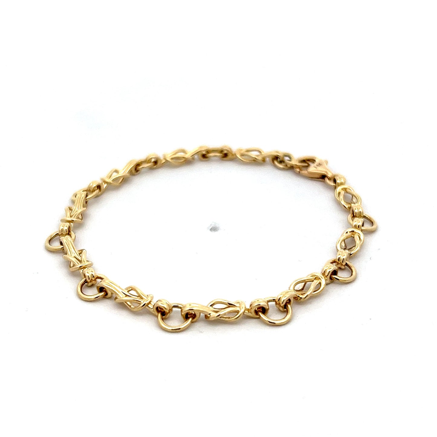 Knotted Link Charm Bracelet in 14k Yellow Gold