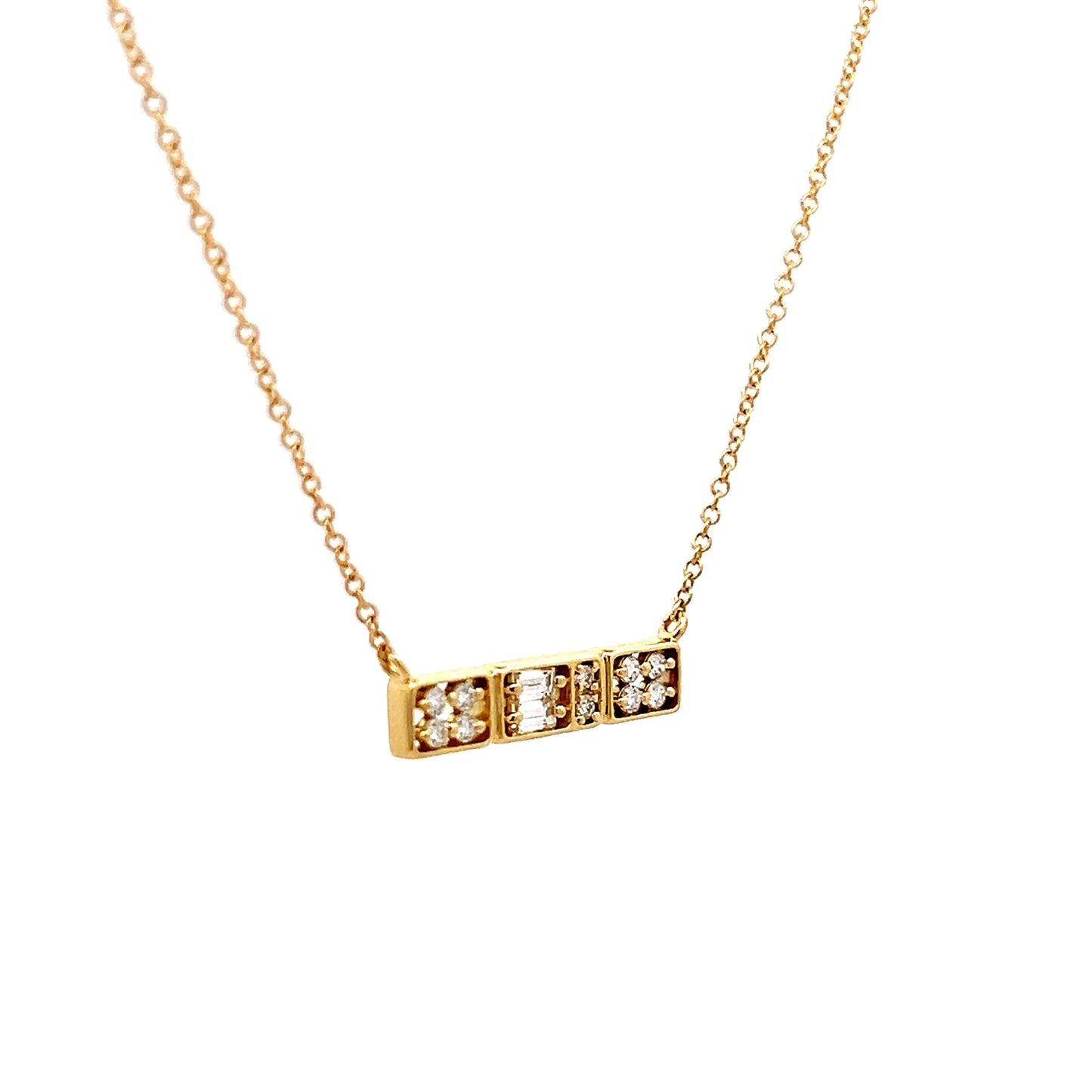 .19 Baguette & Round Diamond Pendant Necklace in 14k