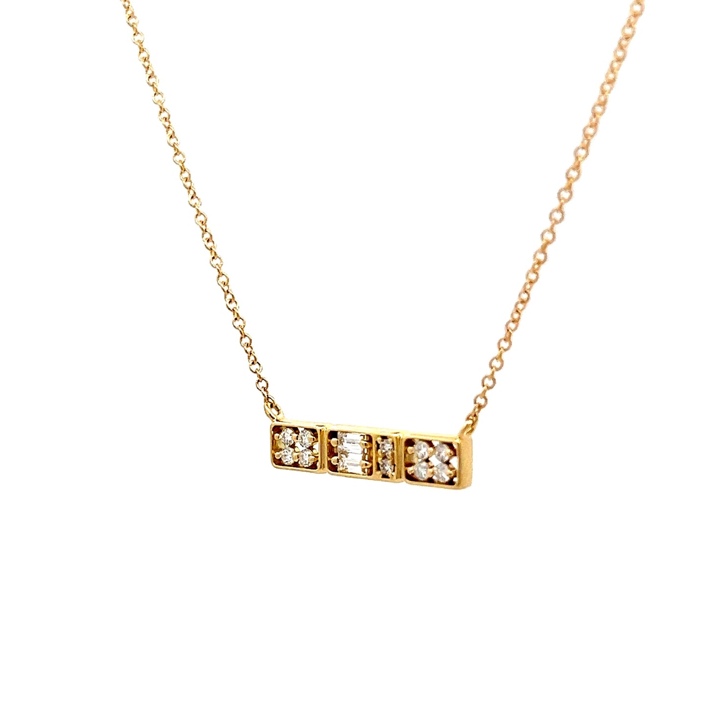 .19 Baguette & Round Diamond Pendant Necklace in 14k