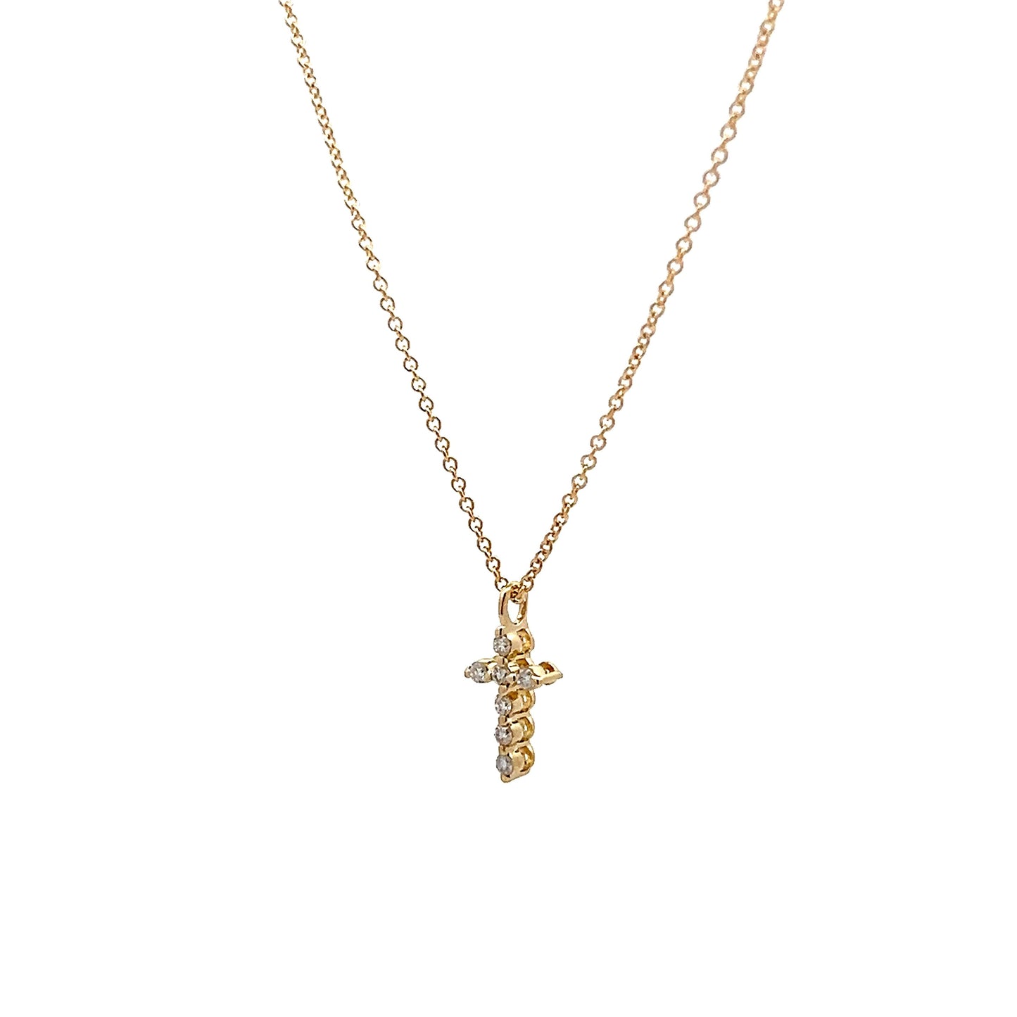 .07 Diamond Cross Pendant in 14k Yellow Gold