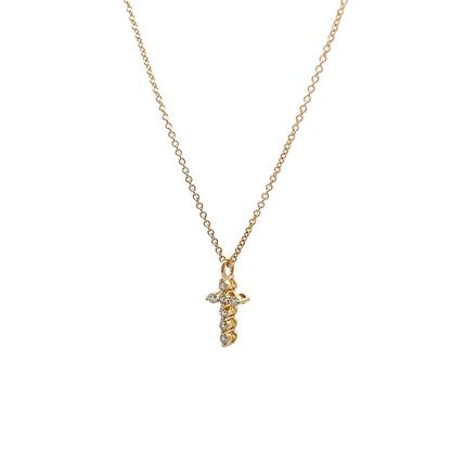 .07 Diamond Cross Pendant in 14k Yellow Gold