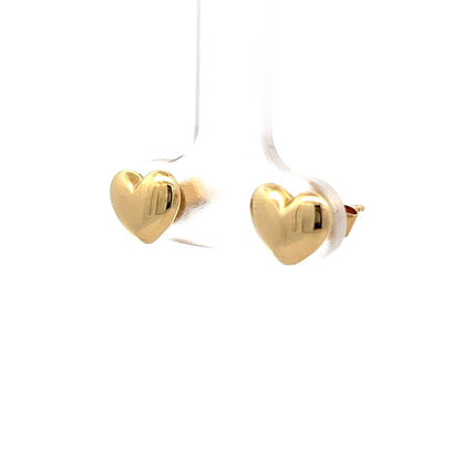 Puffy Heart Stud Earrings in 14k Yellow Gold