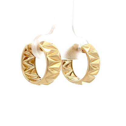 Textured Triangle Hoop Earrings in 14k Yellow Gold