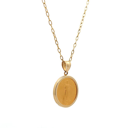 Gold Coin Pendant Necklace in 22k Yellow Gold