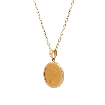 Gold Coin Pendant Necklace in 22k Yellow Gold