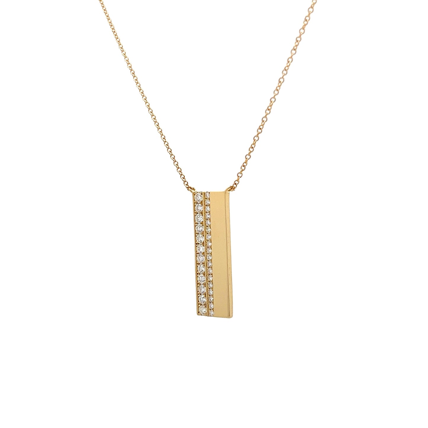 .46 Diamond Bar Pendant Necklace in 18k Yellow Gold