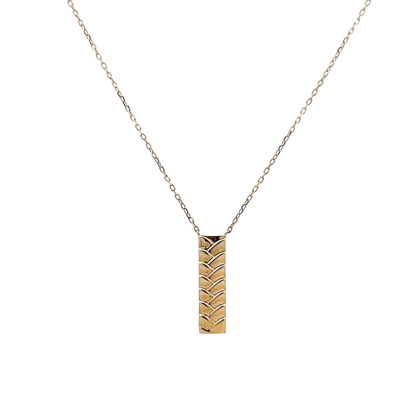 Woven Textured Bar Necklace in 14k Yellow Gold