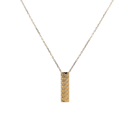 Woven Textured Bar Necklace in 14k Yellow Gold