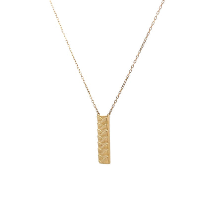 Woven Textured Bar Necklace in 14k Yellow Gold