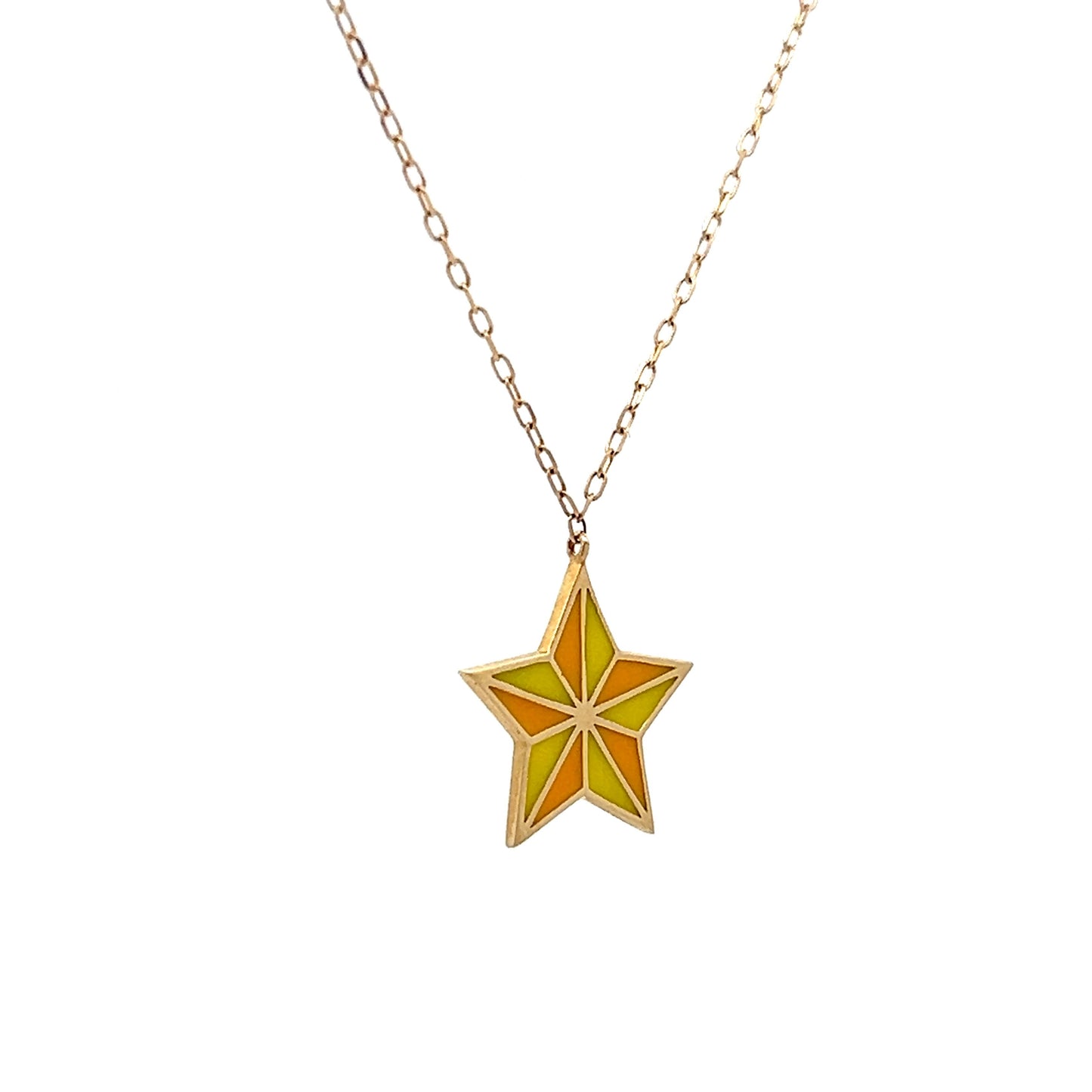 Small Enamel Star Pendant in 14k Yellow Gold