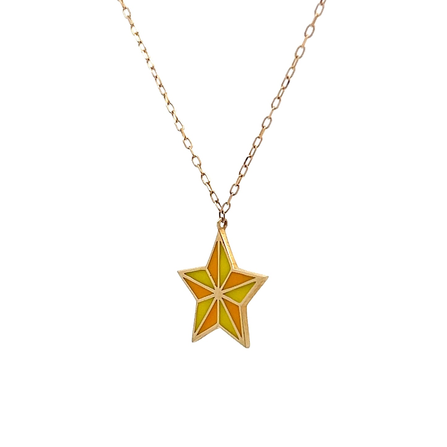 Small Enamel Star Pendant in 14k Yellow Gold